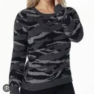 Barefoot Dreams Camouflage Sweater - Black and Gray